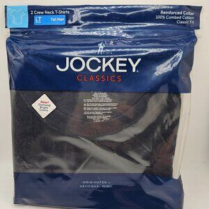 NWT Men's Jockey Classics Crew‎ Neck T Shirts Black 2 Pack Tall Man LT